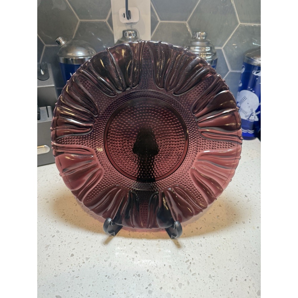 Dell Tulip Amethyst Purple 10 1/2" Dinner Plate Mid Century Depression Glass